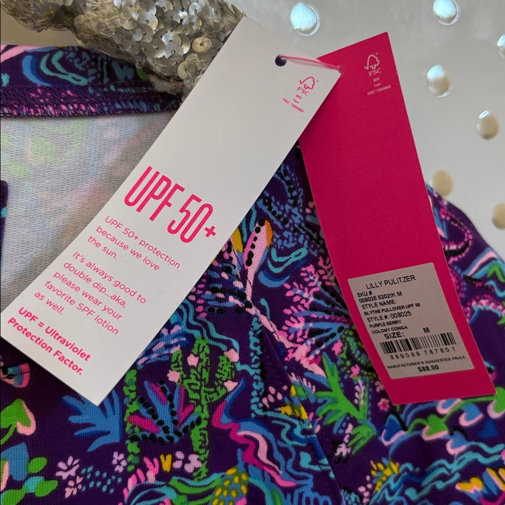 Lilly Pulitzer Luxletic Purple Berry Colony Conga Blythe Pullover UPF 50+ Top ~ - Picture 14 of 14